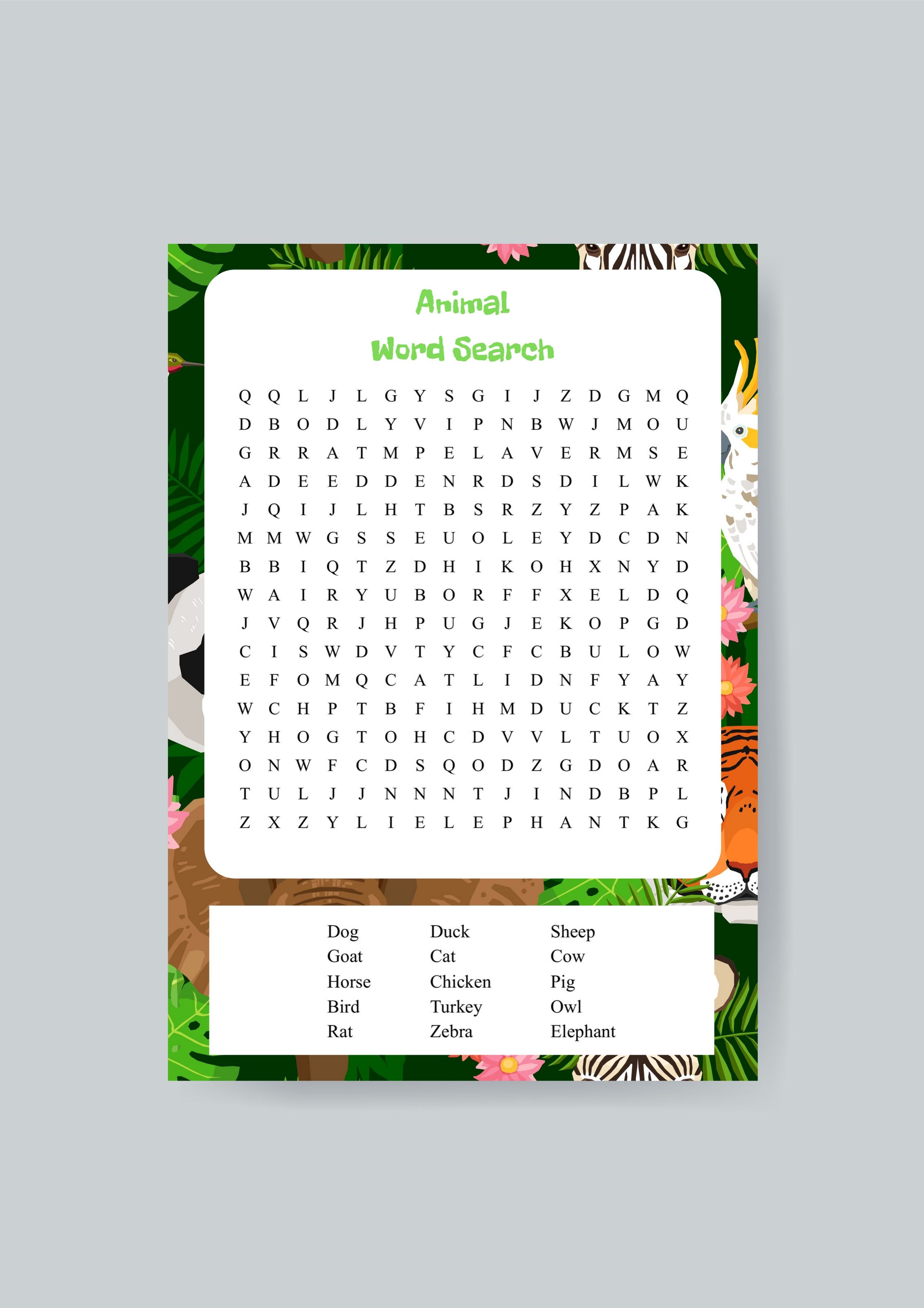 Animal Word Search Printable Shark Printables