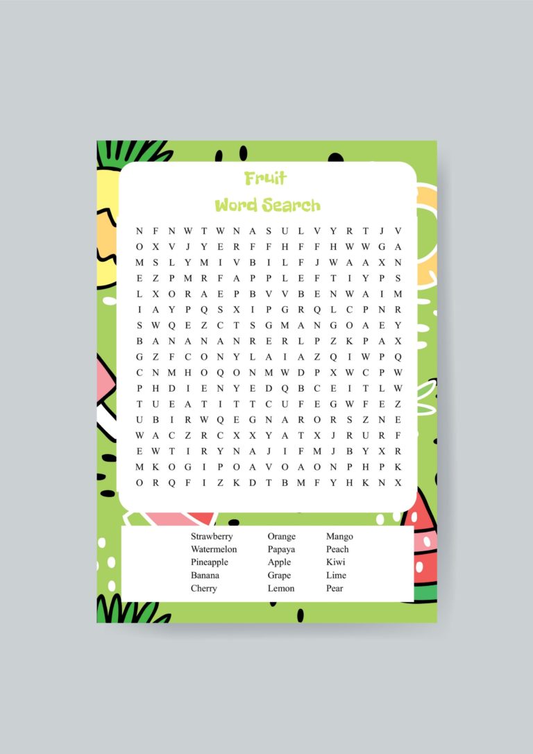 Fruit Word Search Printable - Shark Printables