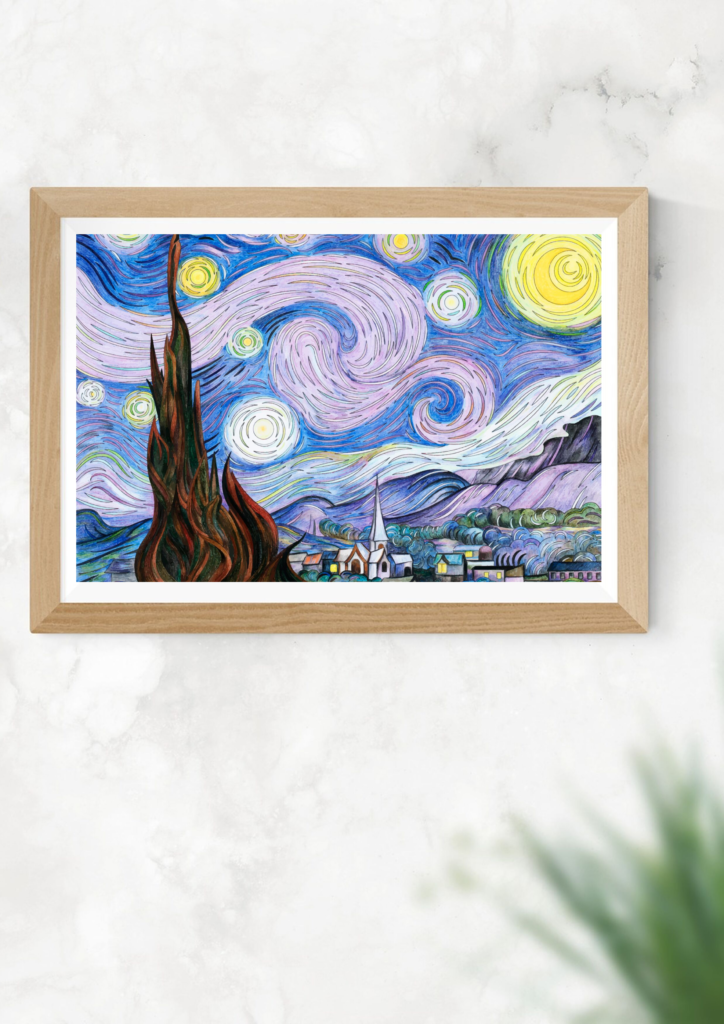 The Starry Night (1889) by Vincent van Gogh Printable Wall Art Painting ...