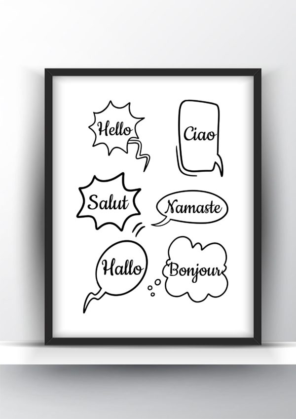 Hello in different languages printable