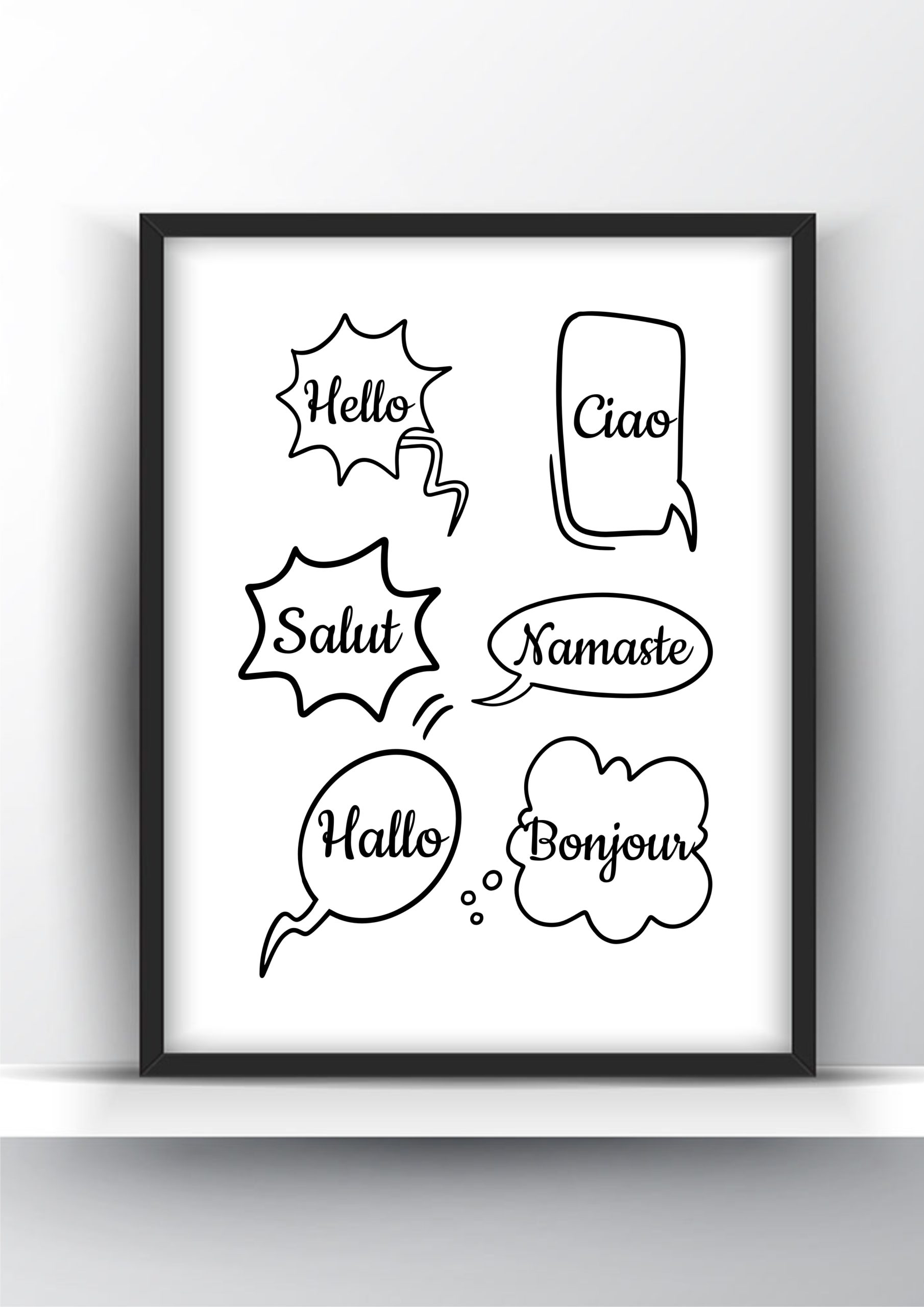 Hello In Different Languages Shark Printables