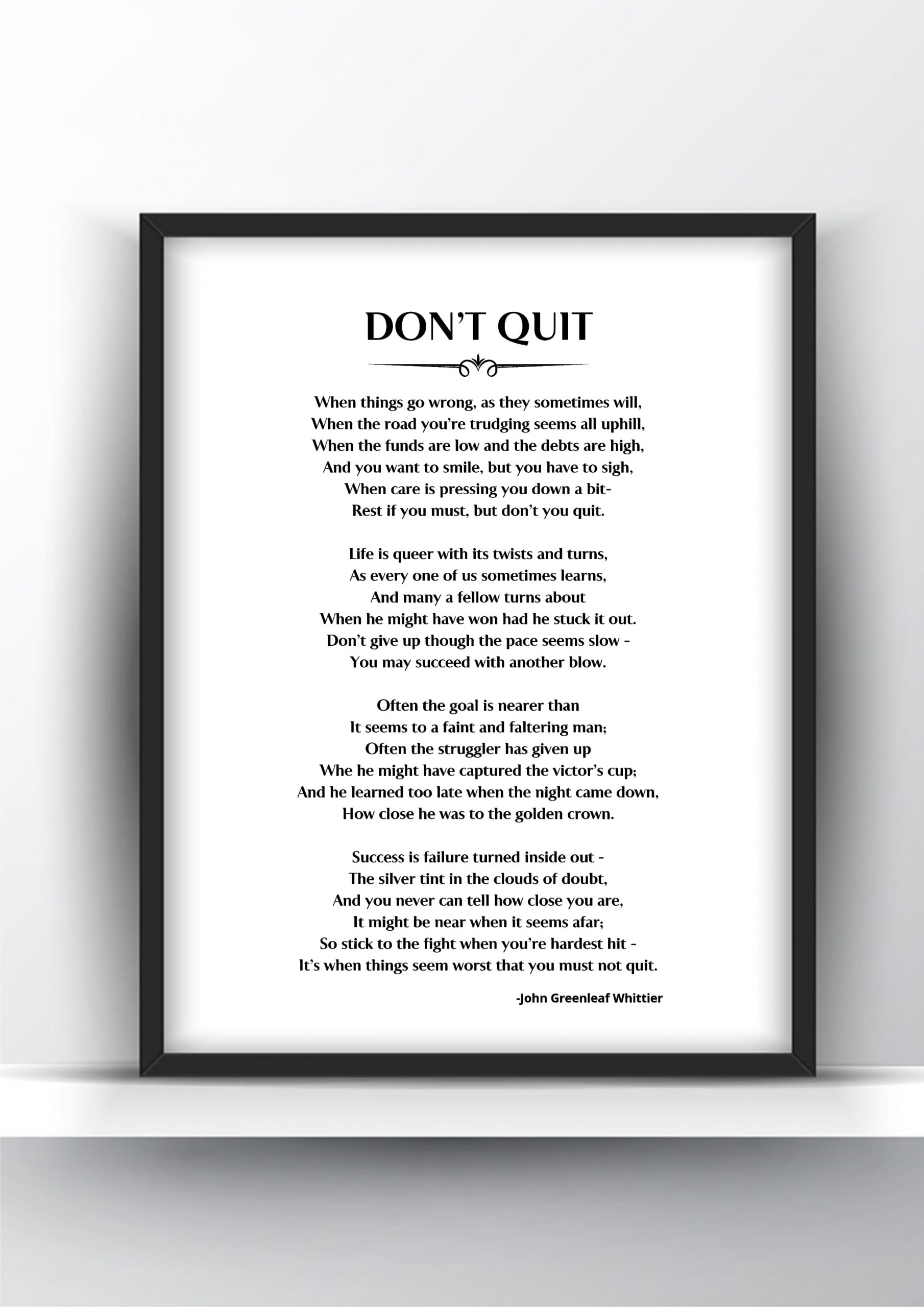 Don't Quit Poem by John Greenleaf Whittier Printable and Poster Shark