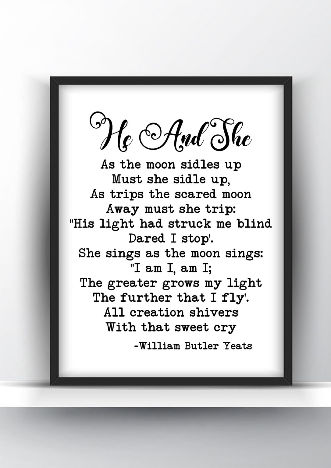 He And She By William Butler Yeats Famous Poem Poster And Printable ...