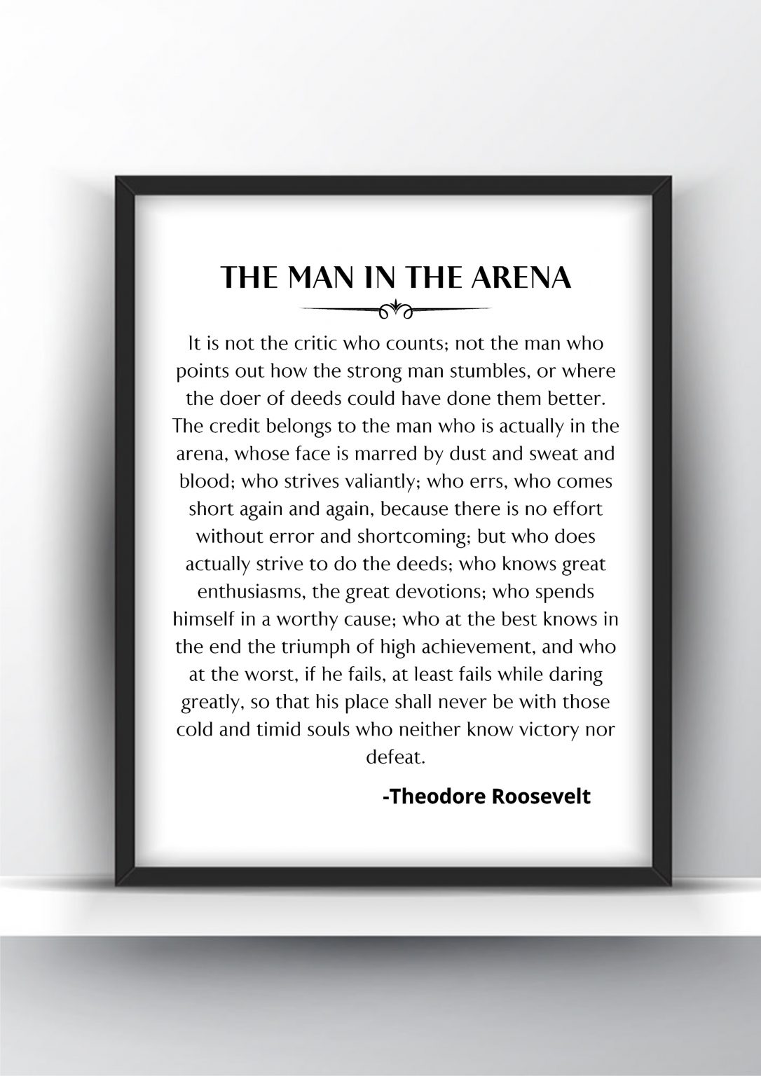 The Man In The Arena Speech by Theodore Roosevelt Poster Shark Printables