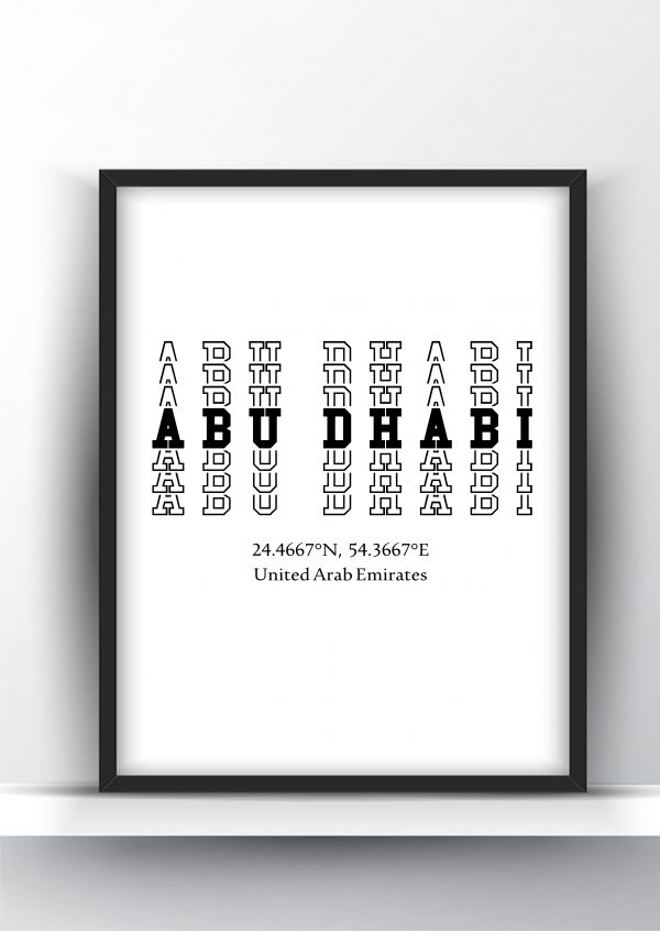 Abu Dhabi Typography City Map Print