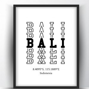 Bali Typography City Map Print