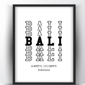 Bali Typography City Map Print