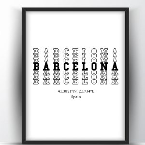 Barcelona Typography City Map Print