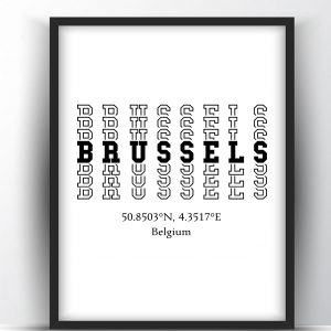 Brussels Typography City Map Print
