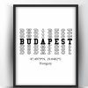 Budapest Typography City Map Print