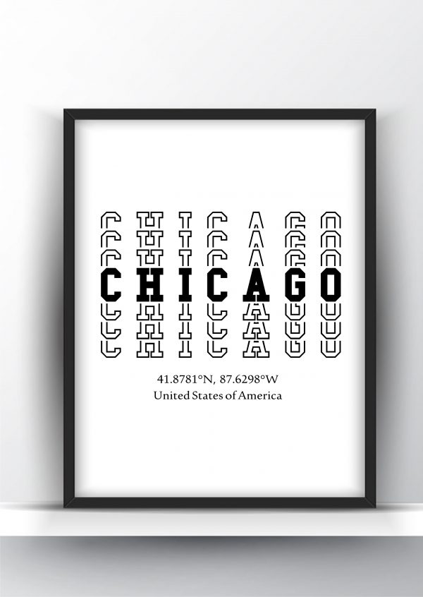 Chicago Typography City Map Print