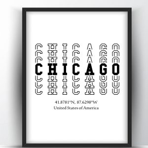 Chicago Typography City Map Print