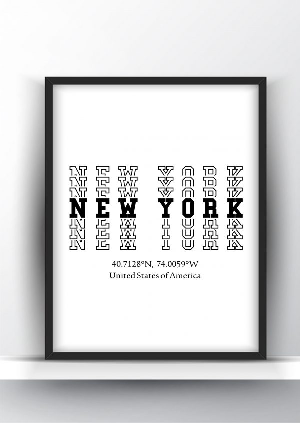New York Typography City Map Print