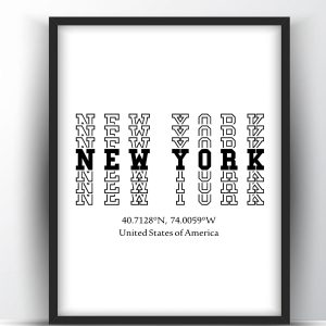 New York Typography City Map Print