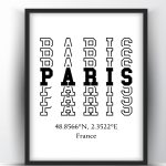 Paris Typography City Map Print