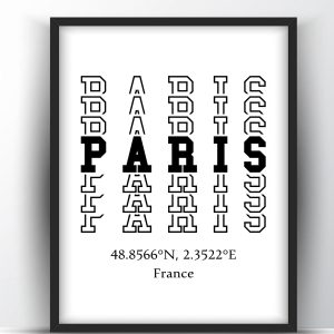 Paris Typography City Map Print