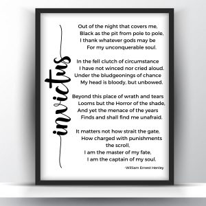 Invictus poem by William Ernest Henley printable wall art
