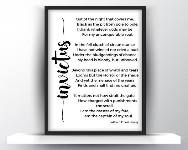 Invictus poem by William Ernest Henley printable wall art