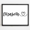 Personalized name heart printable