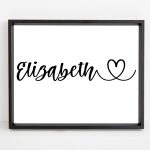 Personalized name heart printable