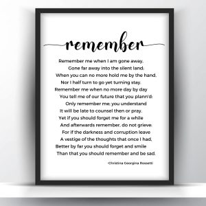 Remember poem by Christina Georgina Rossetti printable wall art