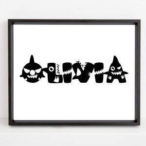 Personalized baby shark kids name printable wall art a