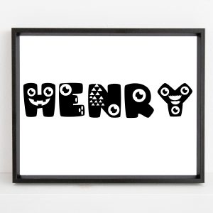 Personalized monster kids name printable wall art a