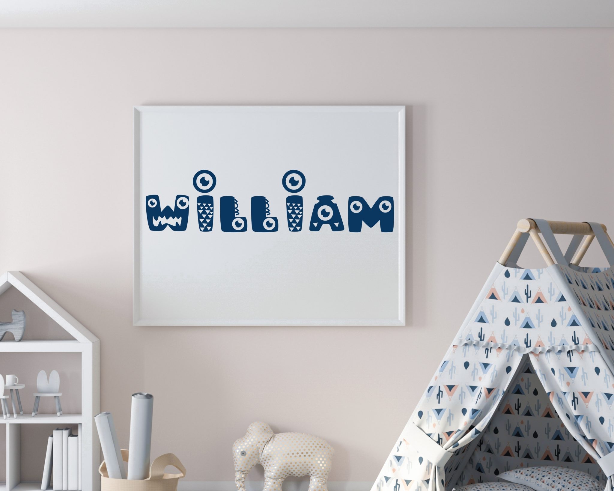 Personalized Monster Kids Name Printable Wall Art - Shark Printables