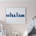 Personalized monster kids name printable wall art b