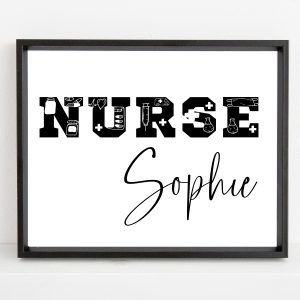 Personalized Nurse Name Printable Wall Art – Custom Gift for Nurses