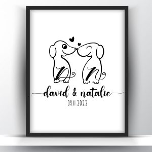 Personalized Pair of Dogs Monogram Couple Printable Wall Art Gift