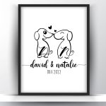 Personalized pair of dogs monogram couple printable wall art