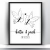 Personalized pair of doves monogram couple printable wall art
