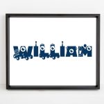 Personalized robot kids name printable wall art b
