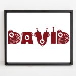 Personalized robot kids name printable wall art d