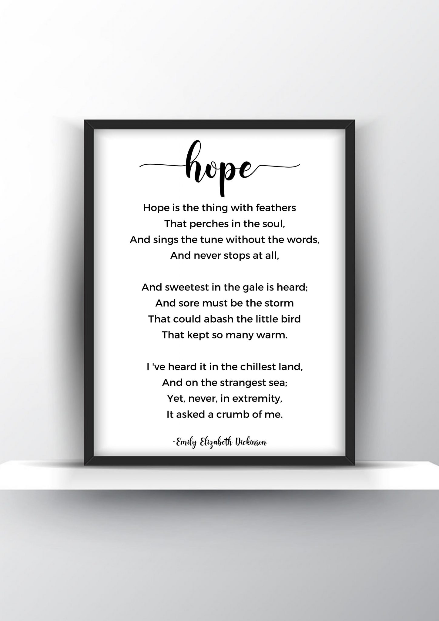 Hope Poem By Emily Elizabeth Dickinson Unframed And Framed Wall Art ...