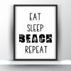 Eat sleep beach repeat Unframed and Framed Wall Art Poster Print