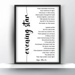 Evening star poem by Edgar Allan Poe Unframed and Framed Wall Art Poster Print