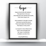 Hope poem by Emily Elizabeth Dickinson Unframed and Framed Wall Art Poster Print