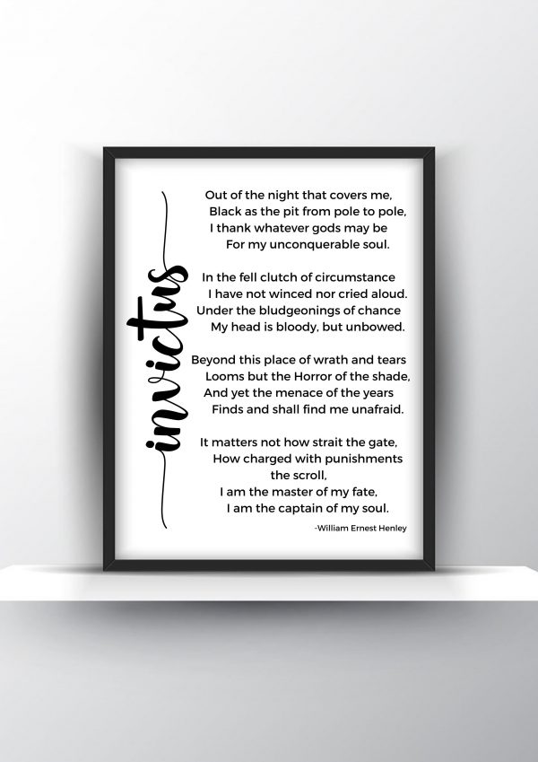 Invictus poem by William Ernest Henley Unframed and Framed Wall Art Poster Print