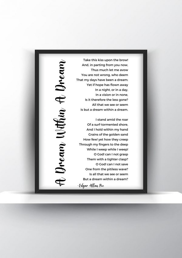 A Dream Within A Dream poem by Edgar Allan Poe Unframed and Framed Wall Art Poster Print