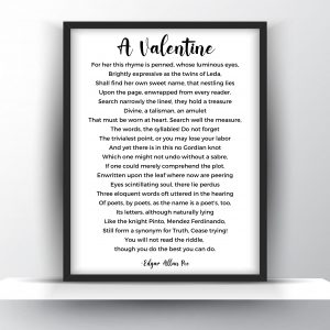 A Valentine Poem By Edgar Allan Poe Unframed And Framed Wall Art Poster Print