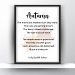 Autumn poem by Emily Elizabeth Dickinson Unframed and Framed Wall Art Poster Print