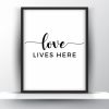 Love lives here Unframed and Framed Wall Art Poster Print