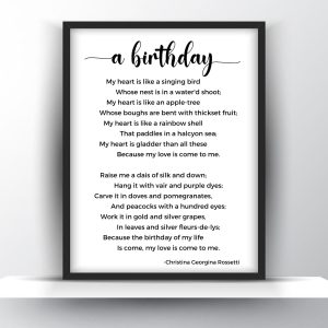 A Birthday Poem by Christina Georgina Rossetti Printable Wall Art