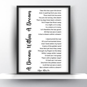 A Dream Within A Dream Poem by Edgar Allan Poe Print Printable Wall Art