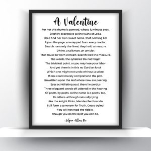 A Valentine Poem by Edgar Allan Poe Printable Wall Art