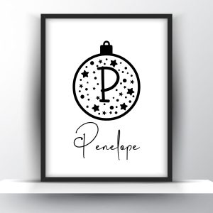 Personalized Christmas Bell Monogram Printable Wall Art