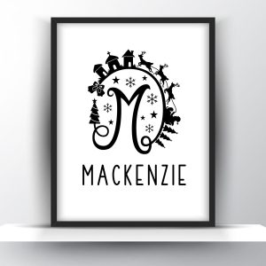 Personalized Christmas Monogram Printable Wall Art