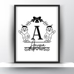 Personalized Santa Christmas Monogram Printable Wall Art